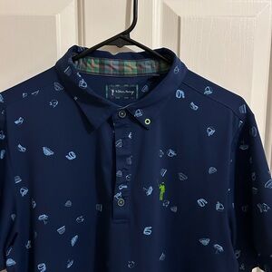 William Murray Golf Navy Polo with Blue and Green Accents